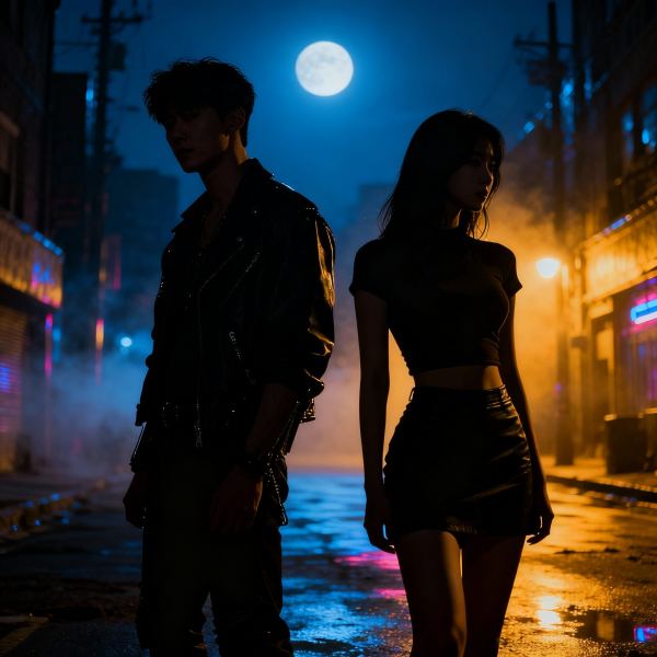 도시 불빛 아래서