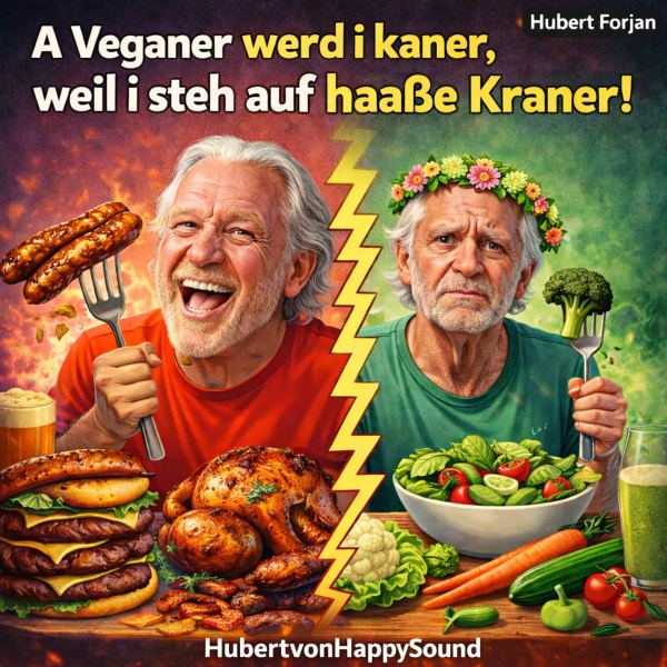A Veganer werd i kaner,weil i steh auf haa&szlig;e Kraner!