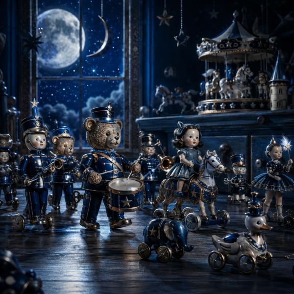 Toy trumpet in moonlight