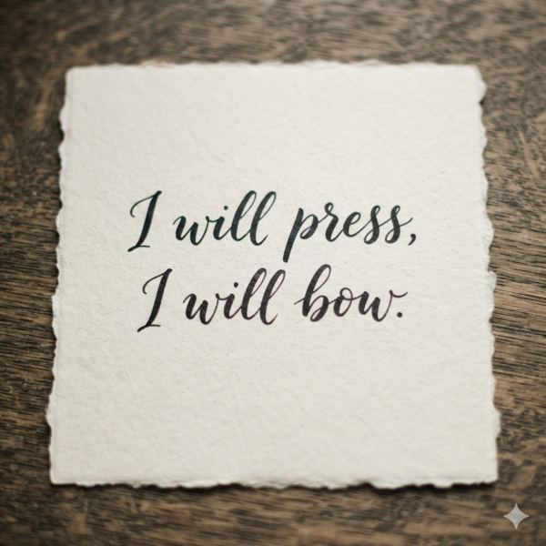 I will press, I will bow
