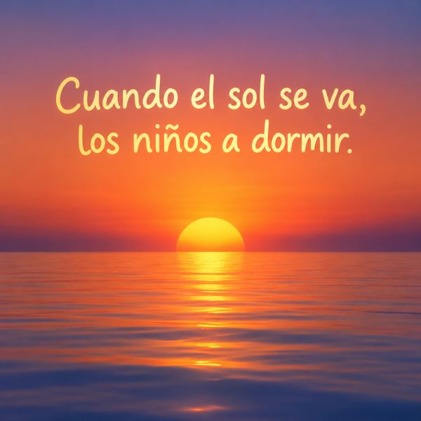 Cuando el sol se va, los ni&ntilde;os a dormir